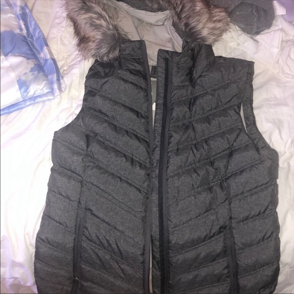 Eddie Bauer vest with fur lined hood